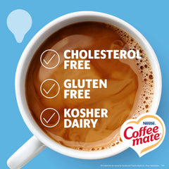 Non-dairy Coffee Mate creamer blends smoothly into hot or cold coffee.