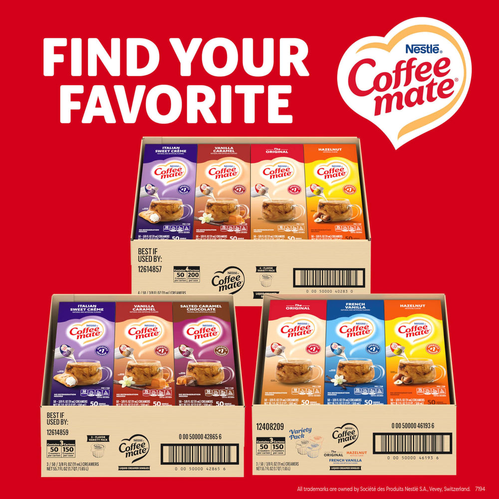 Coffee mate office break-room display box helps keep the coffee station stocked.