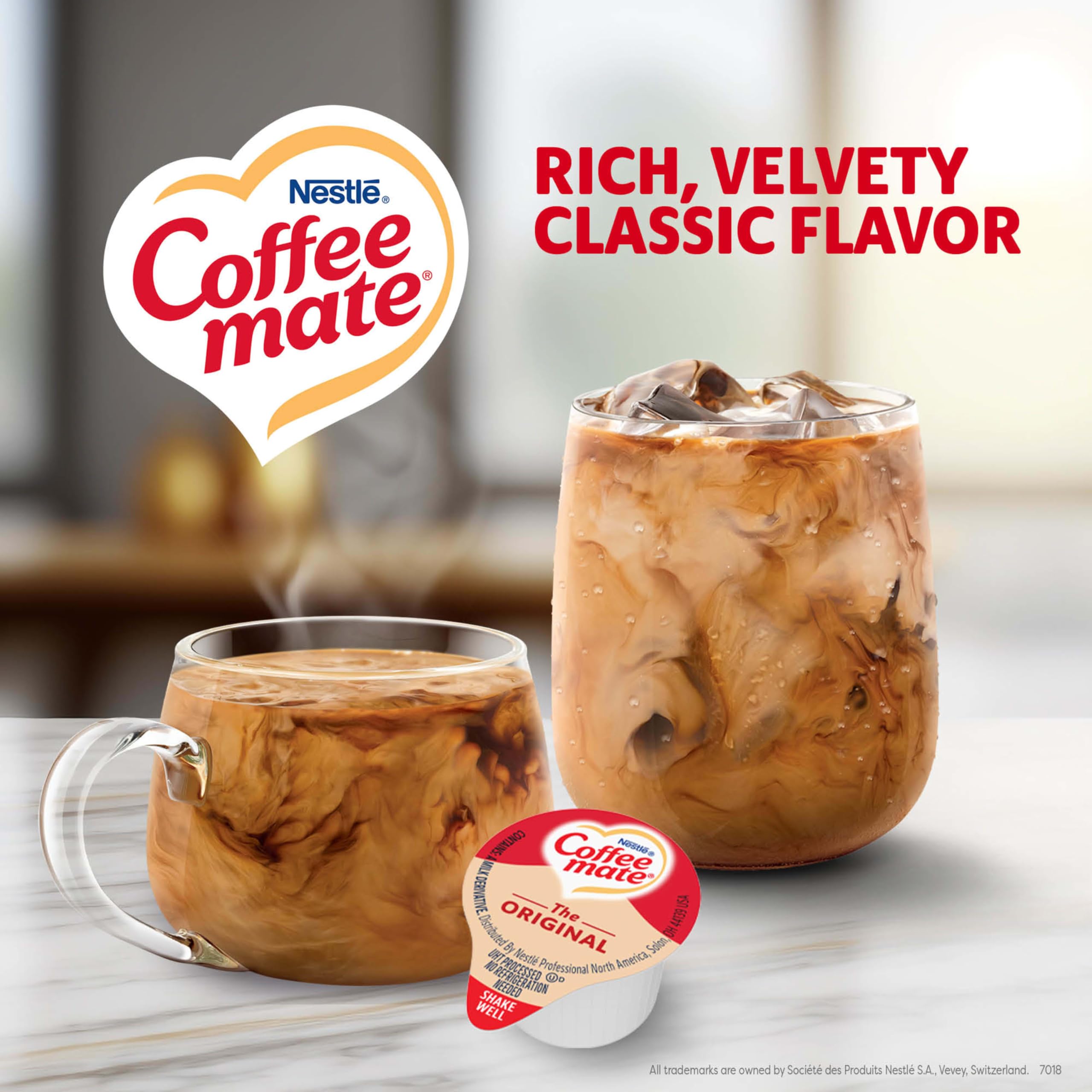 Coffee Mate Original liquid creamer single opening ready for quick coffee prep