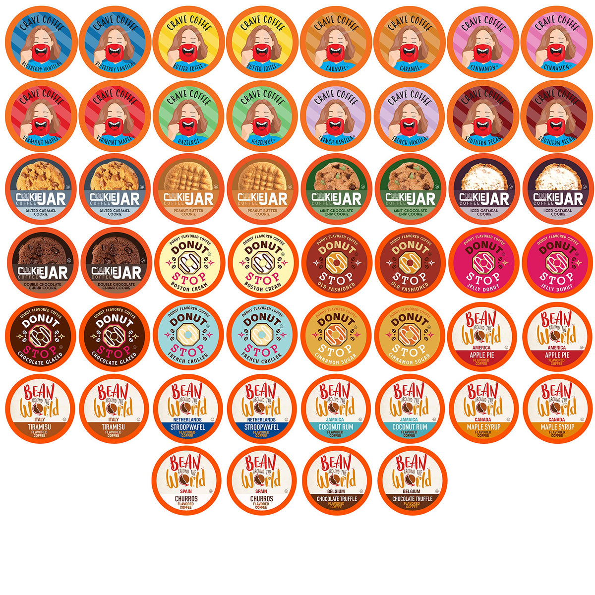 Coffee Pod Variety Packs – assorted flavors display for at-home tastings.