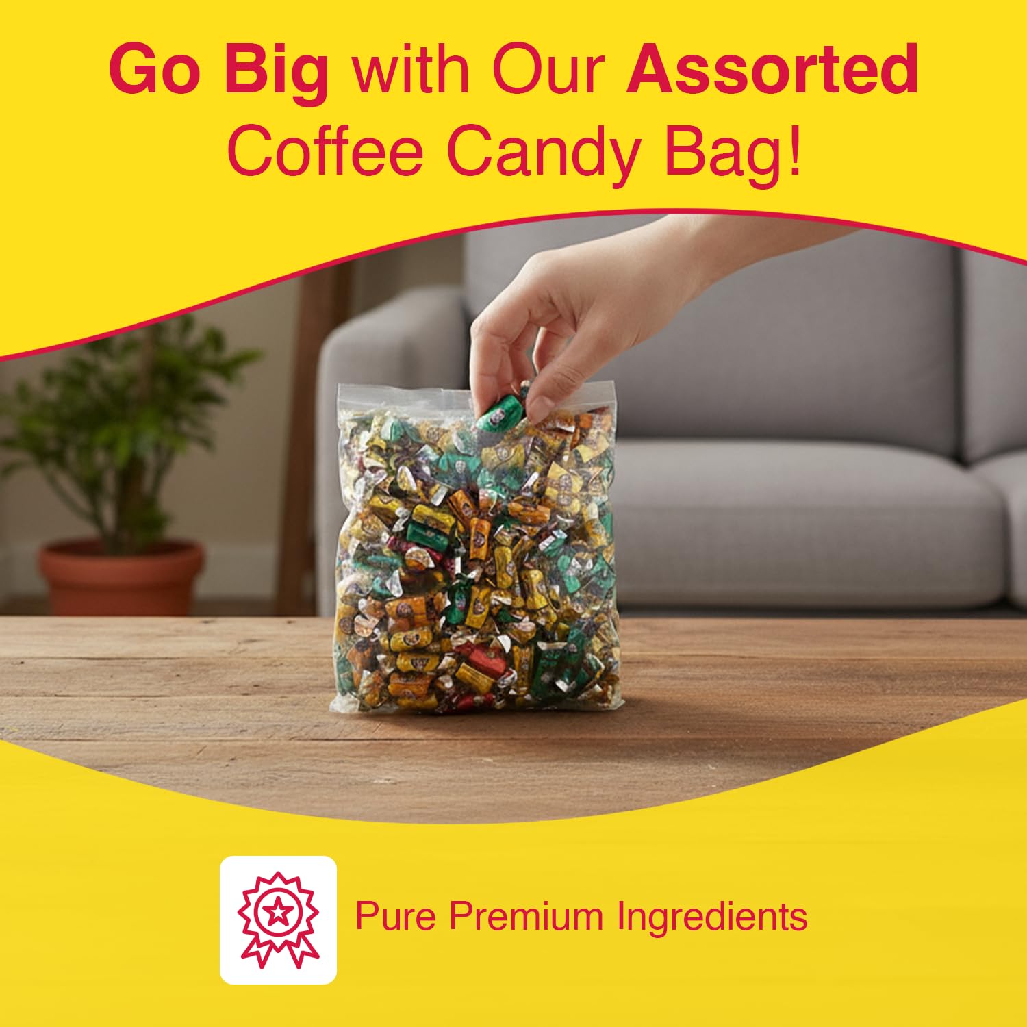 Coffee Rio bulk 3-pound bag close-up of glossy wrappers