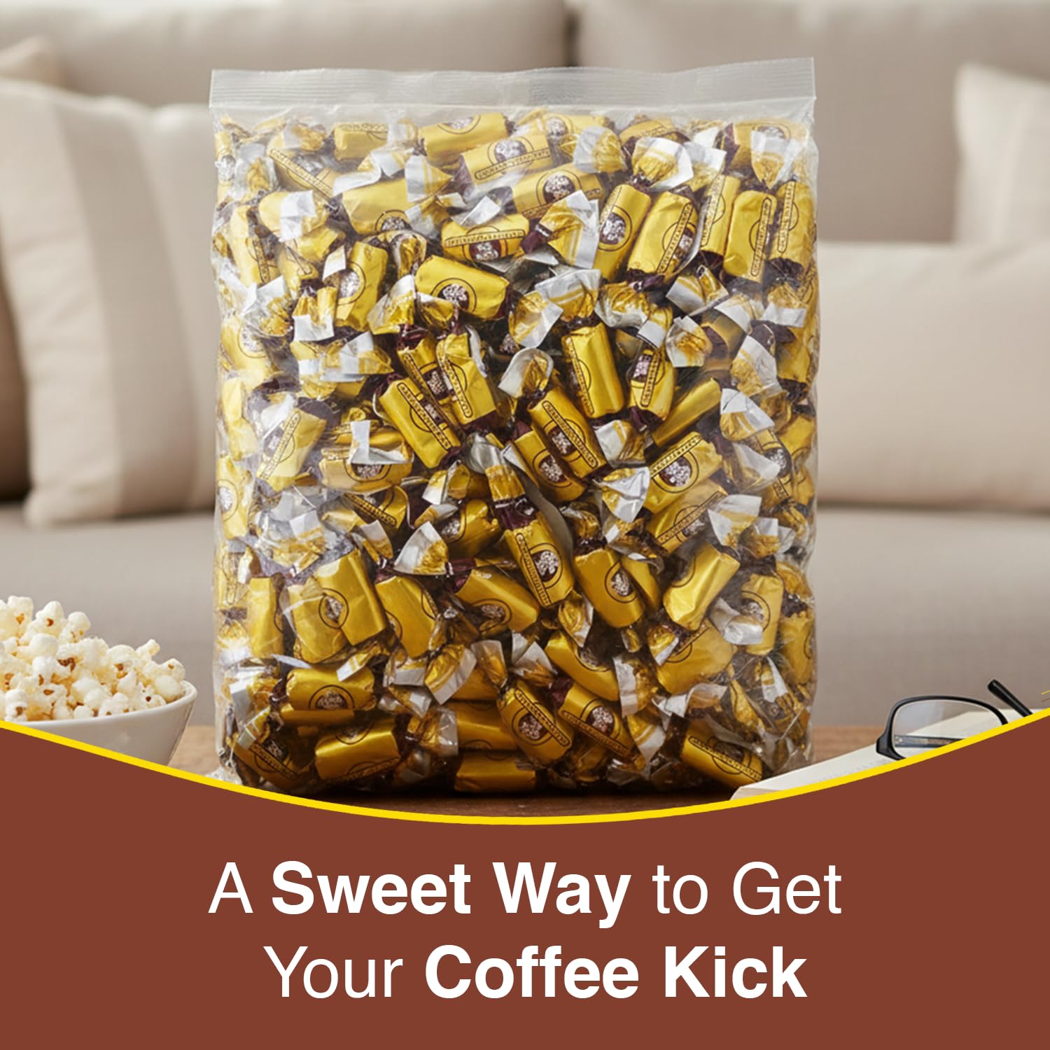 Coffee Rio office candy bowl setup offers a refined coffee-flavored treat