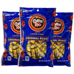 Coffee Rio original roast candies pack shows three 5.5 oz boxes for sharing