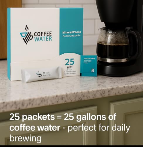 COFFEE WATER mineral packs in cup brew after mixing for richer aroma.