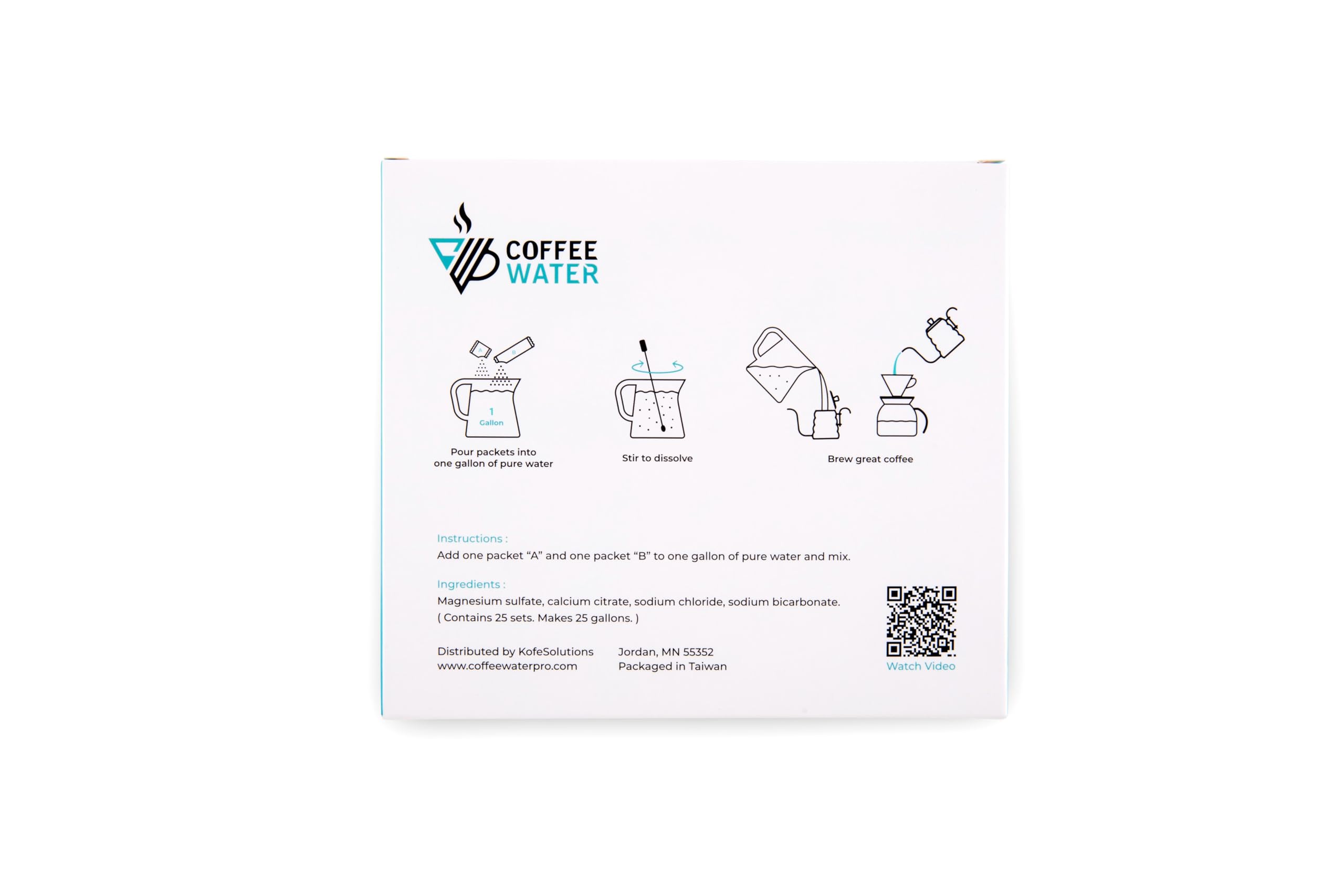 COFFEE WATER mineral packs packets ready to mix with water for better extraction.