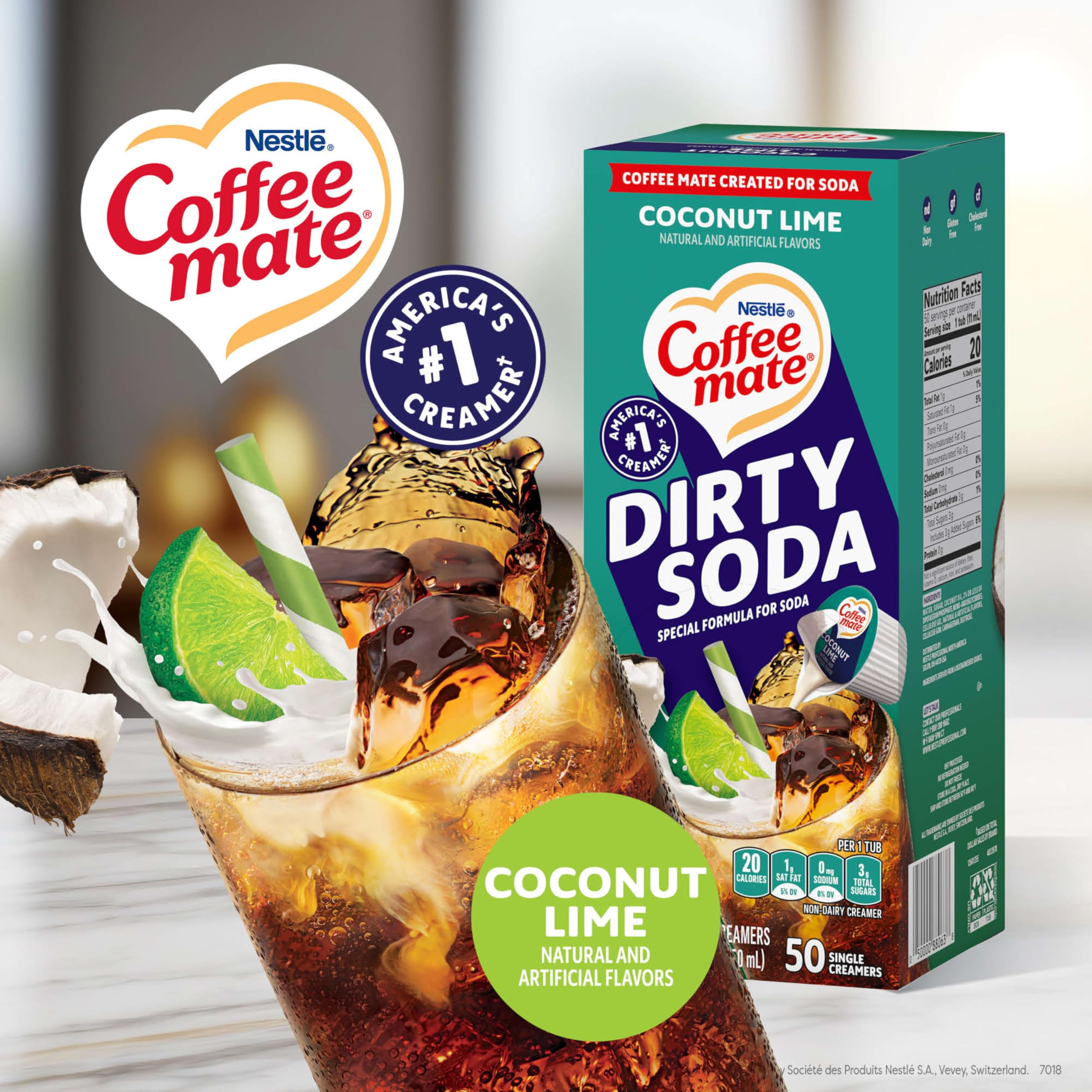 Coffee Mate Dirty Soda Coconut Lime liquid pour ready for soda flavoring.