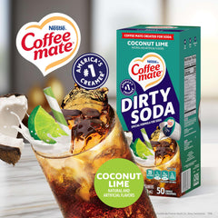 Coffee Mate Dirty Soda Coconut Lime liquid pour ready for soda flavoring.
