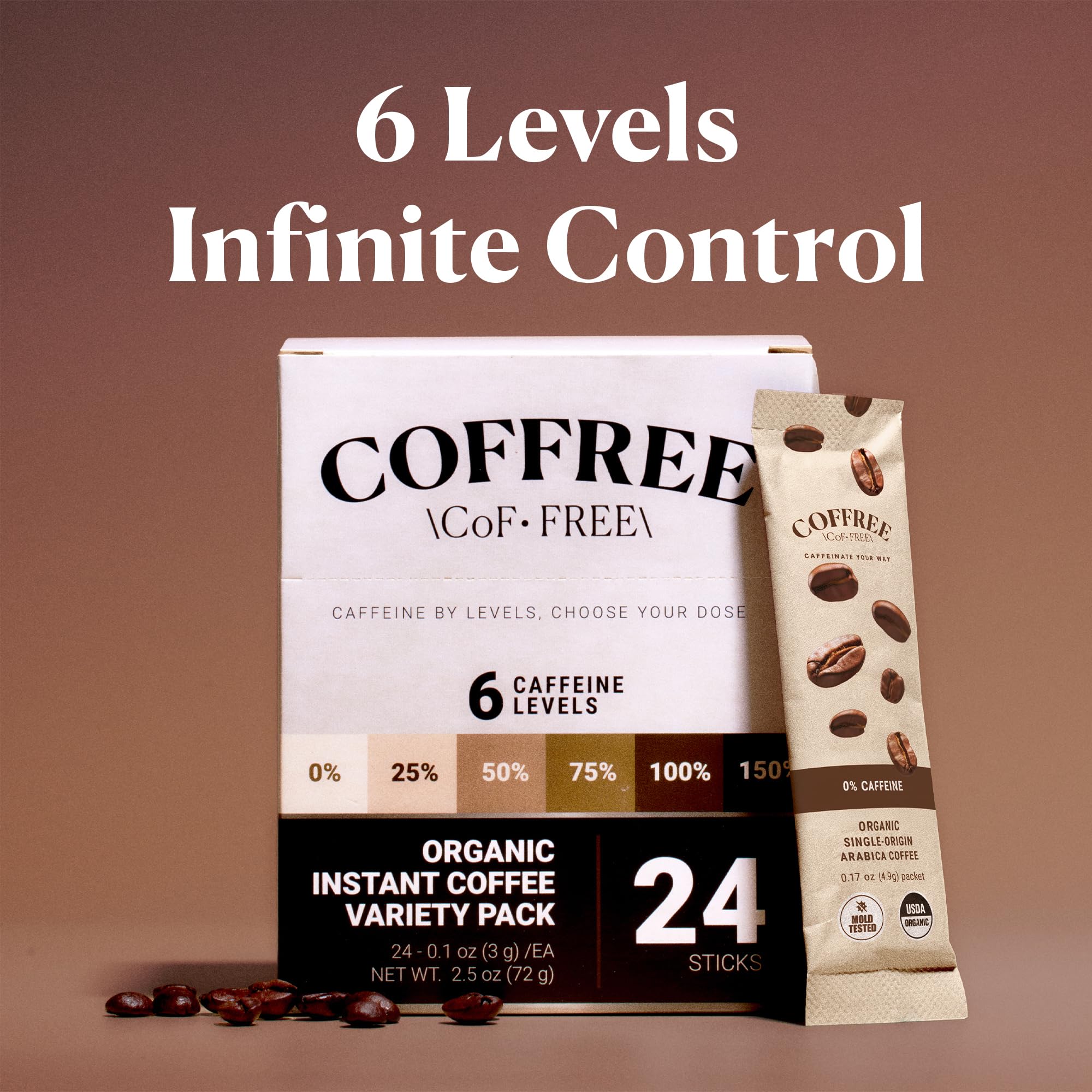 COFFREE Hot or cold instant coffee ready in seconds with pre-measured sticks.