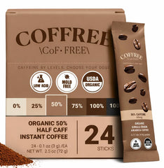 COFFREE Organic Instant Coffee half-caff aroma for busy mornings