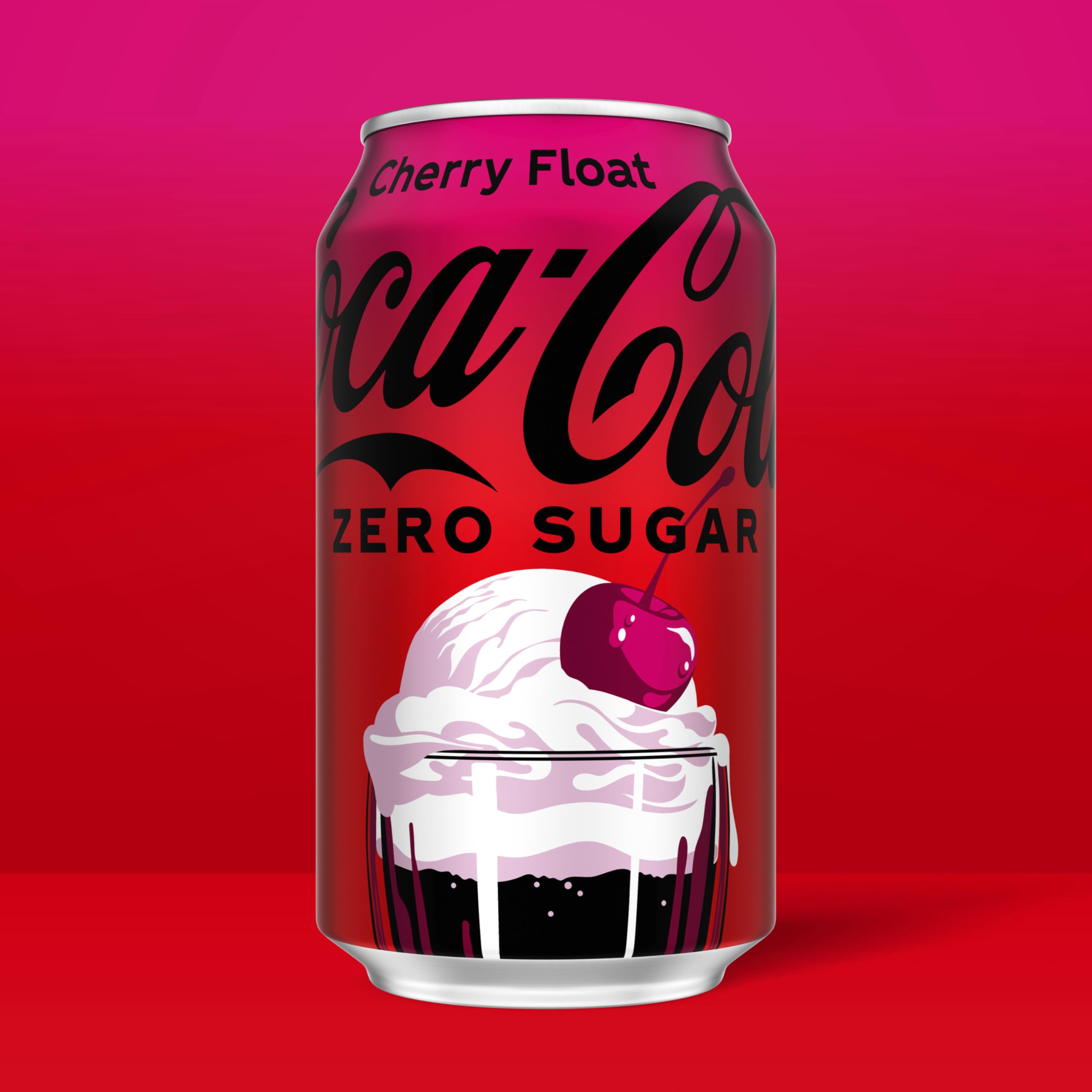 Coca-Cola Zero Sugar Cherry Float can with bubbly fizz ready to sip