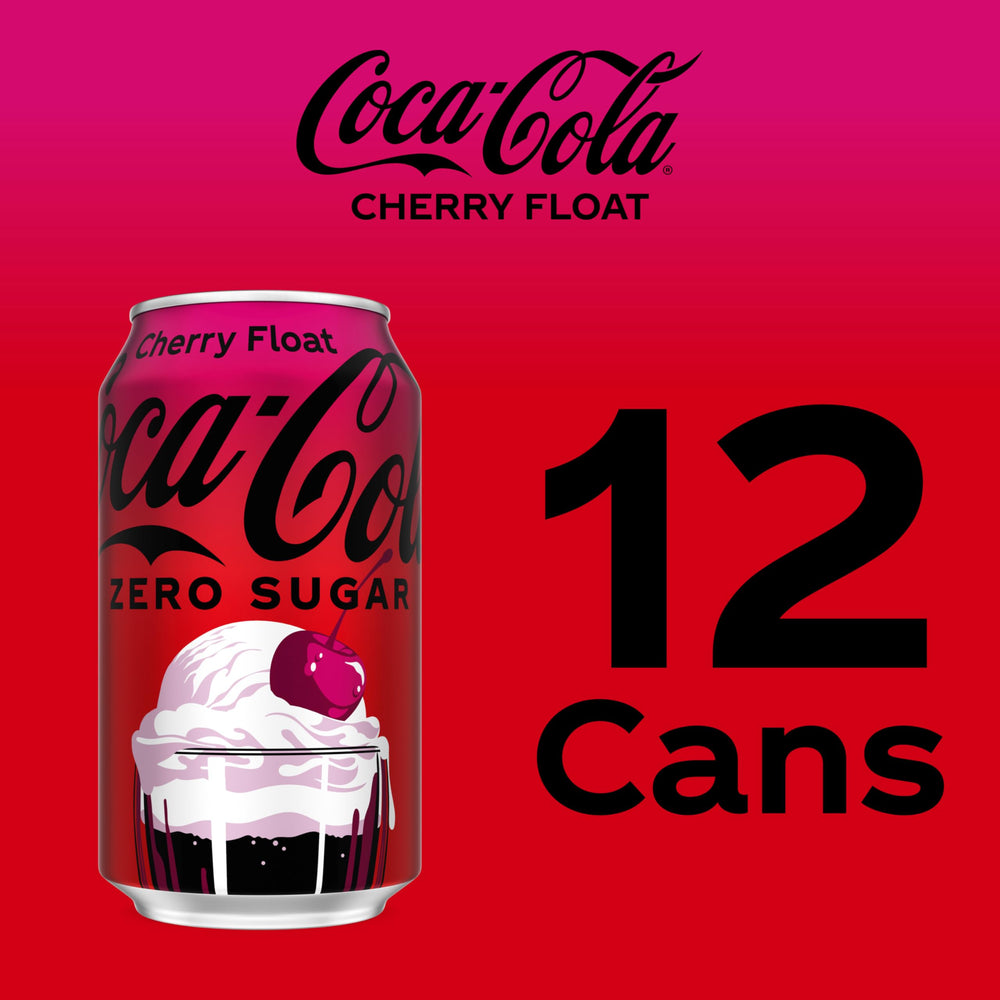 Coca-Cola Zero Sugar Cherry Float glass being poured with creamy vanilla finish