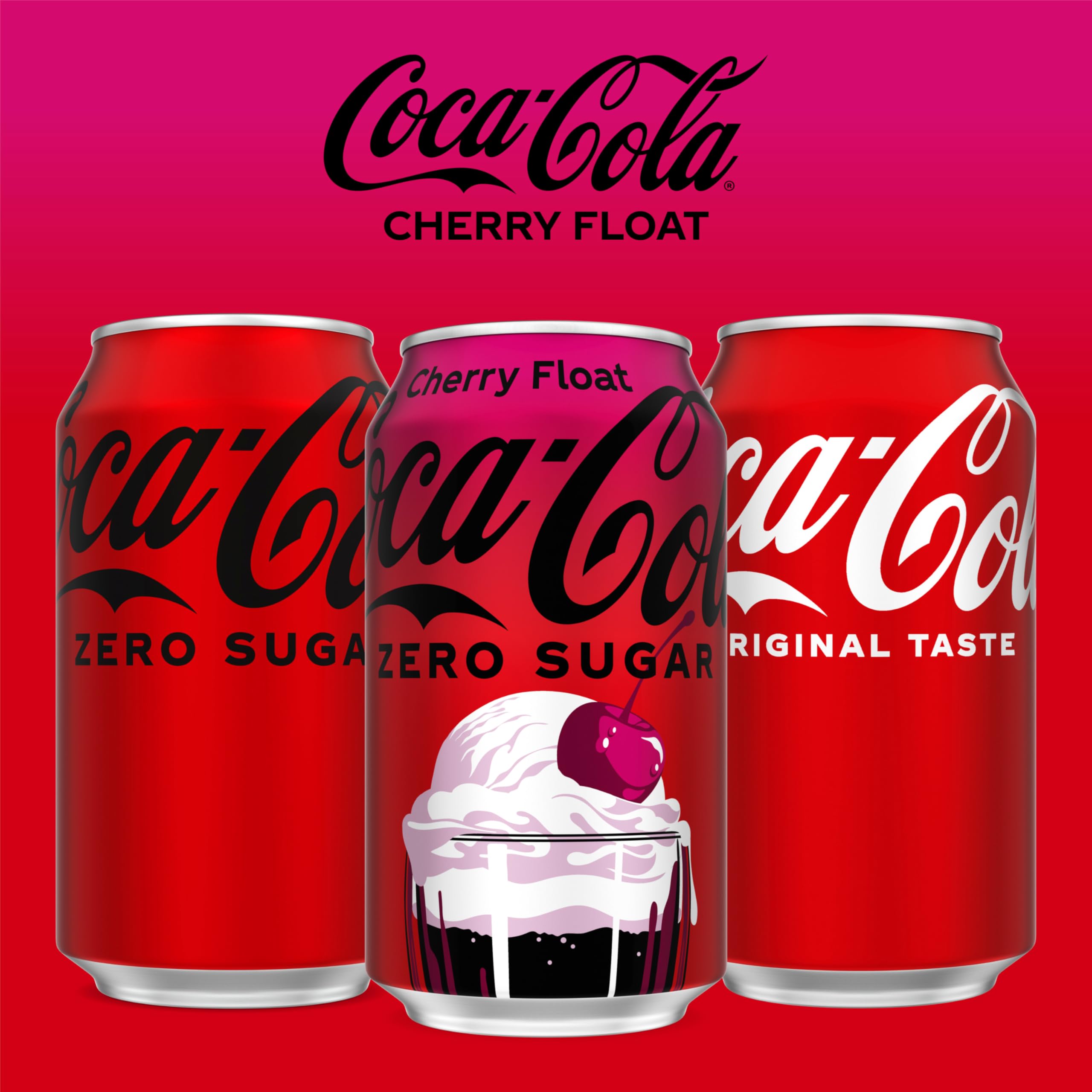 Coca-Cola Zero Sugar Cherry Float can taken from a cooler with ice