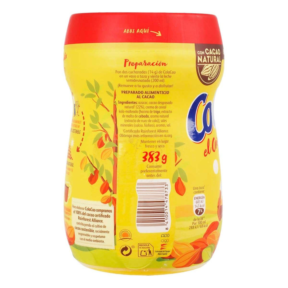 Cola Cao mug with warm chocolate inviting comfort.
