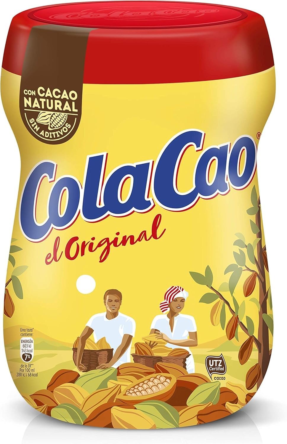 Cola Cao Original Drink Mix in a jar for quick, comforting hot cocoa.