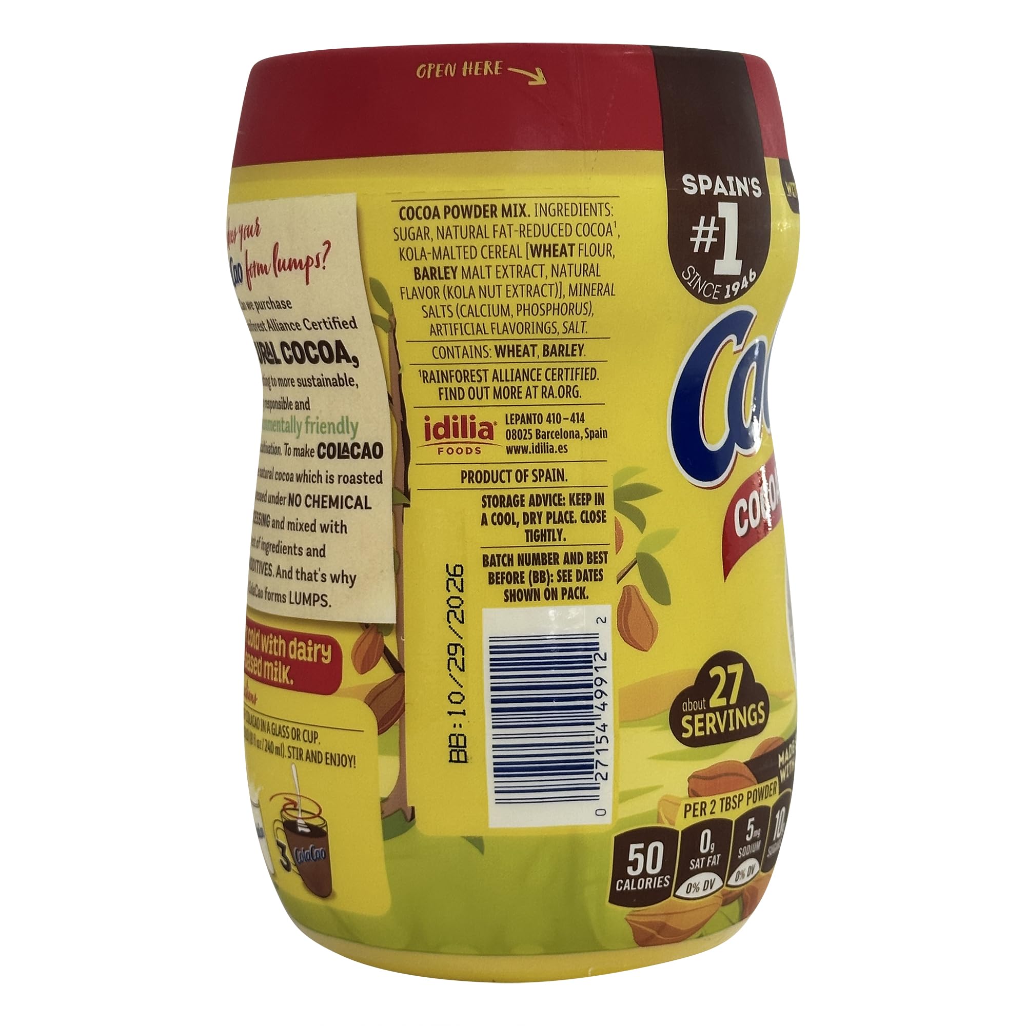 ColaCao cocoa powder mix scoop showing easy measuring.