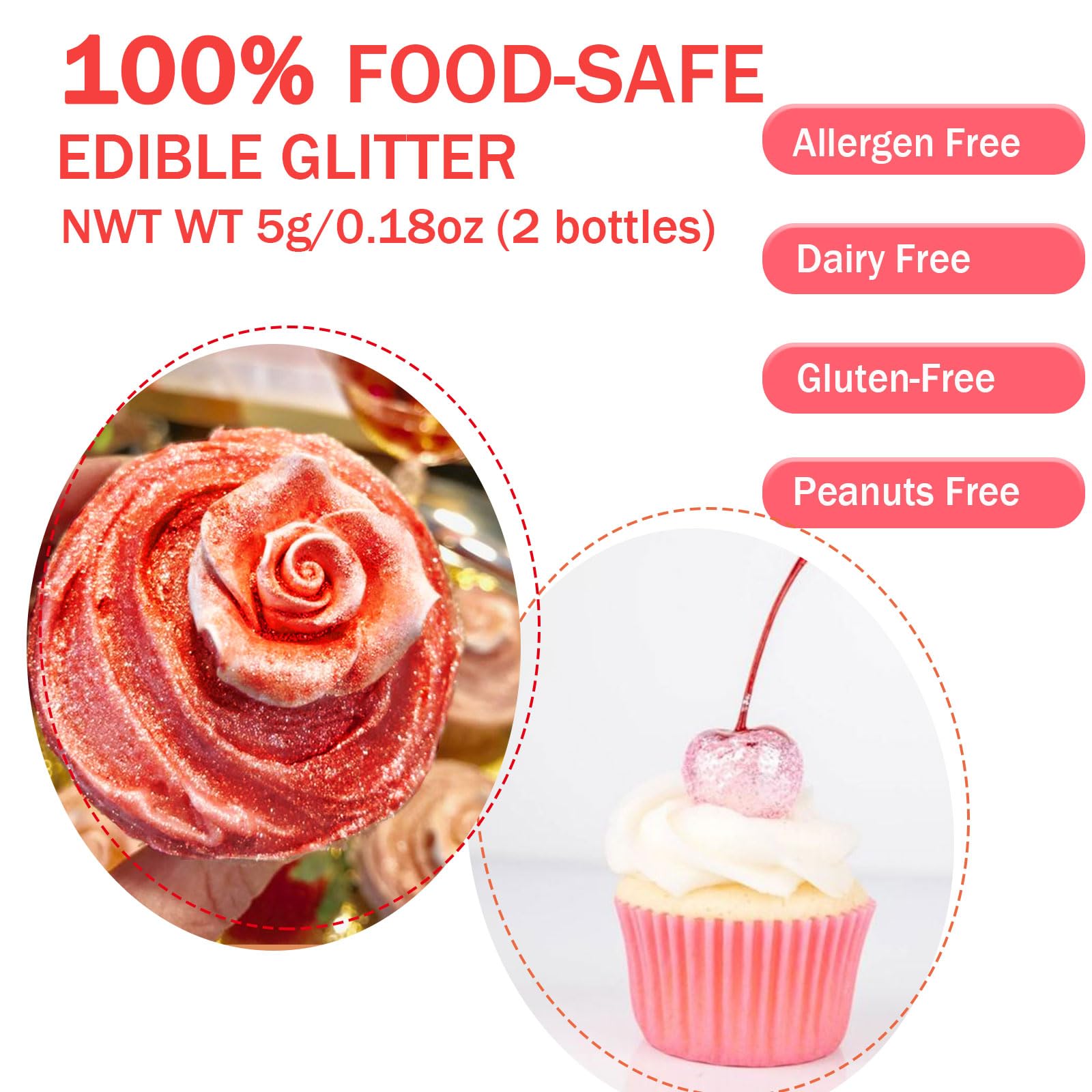 Colaele glitter dust on cake toppers and fondant adds shimmering detail.