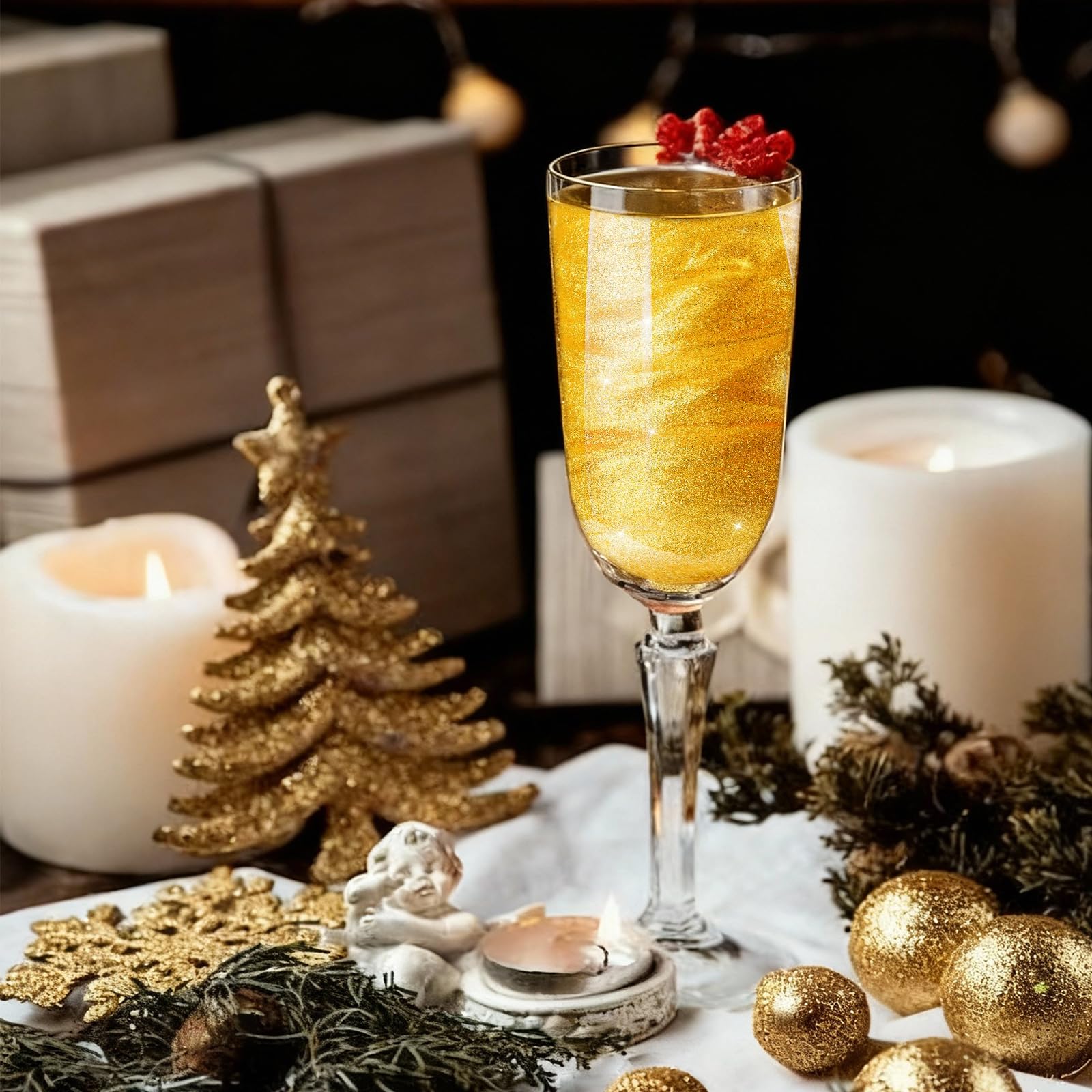 Colaele Gold Edible Glitter Spray highlights chocolates with a fine pearl-like shine