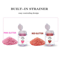 Colaele pink glitter dust close-up for vibrant dessert decoration.