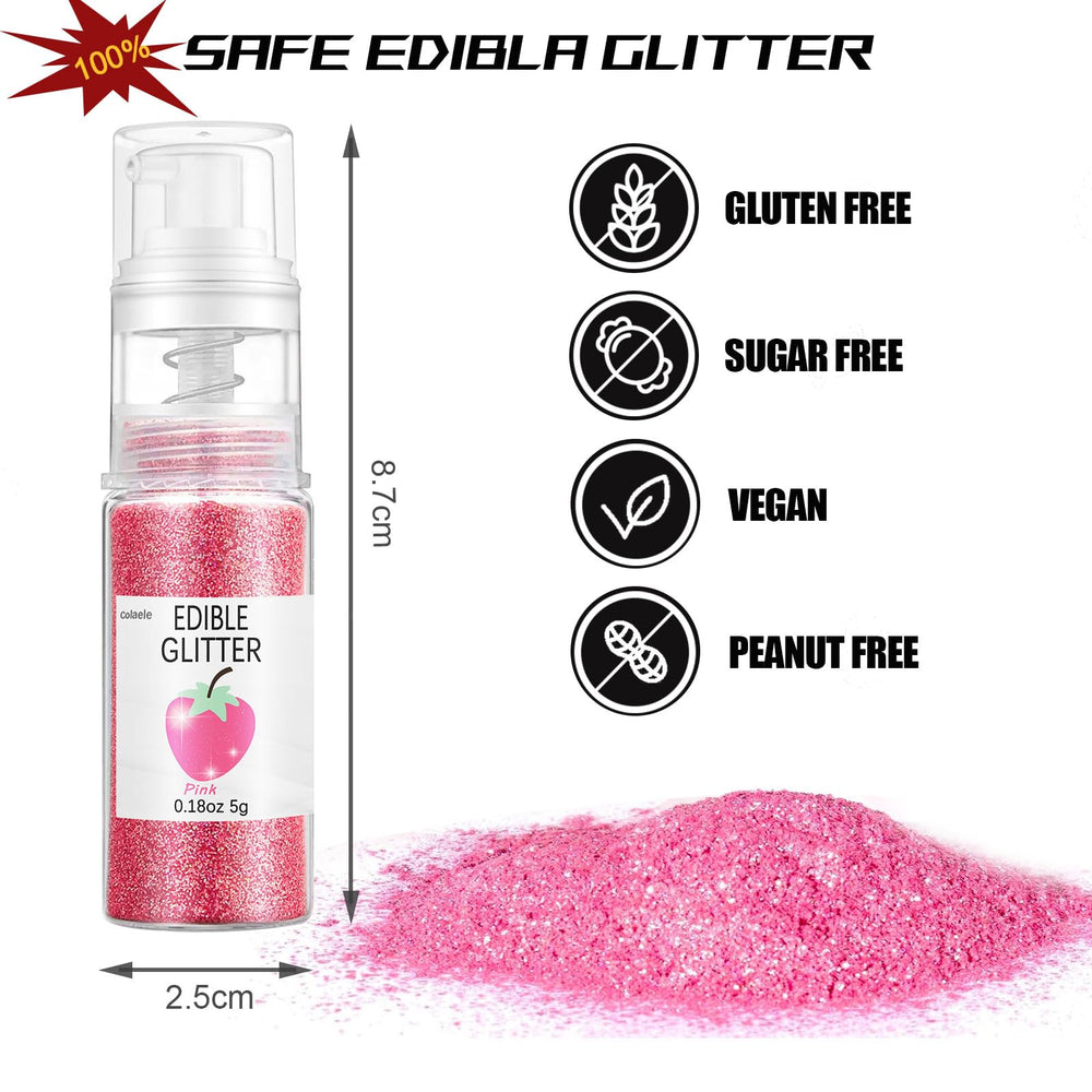 Colaele pink edible glitter spray adds shimmering pink mist to drinks
