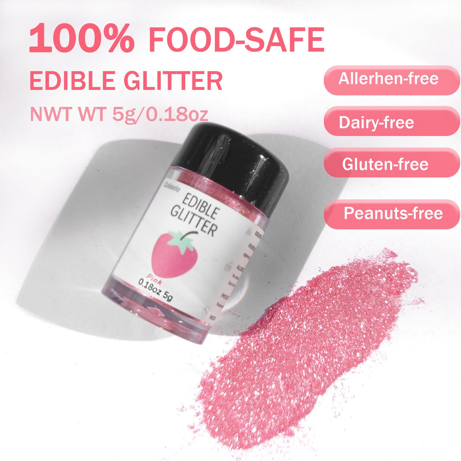 Colaele pink glitter dust on cookies enhances decoration.
