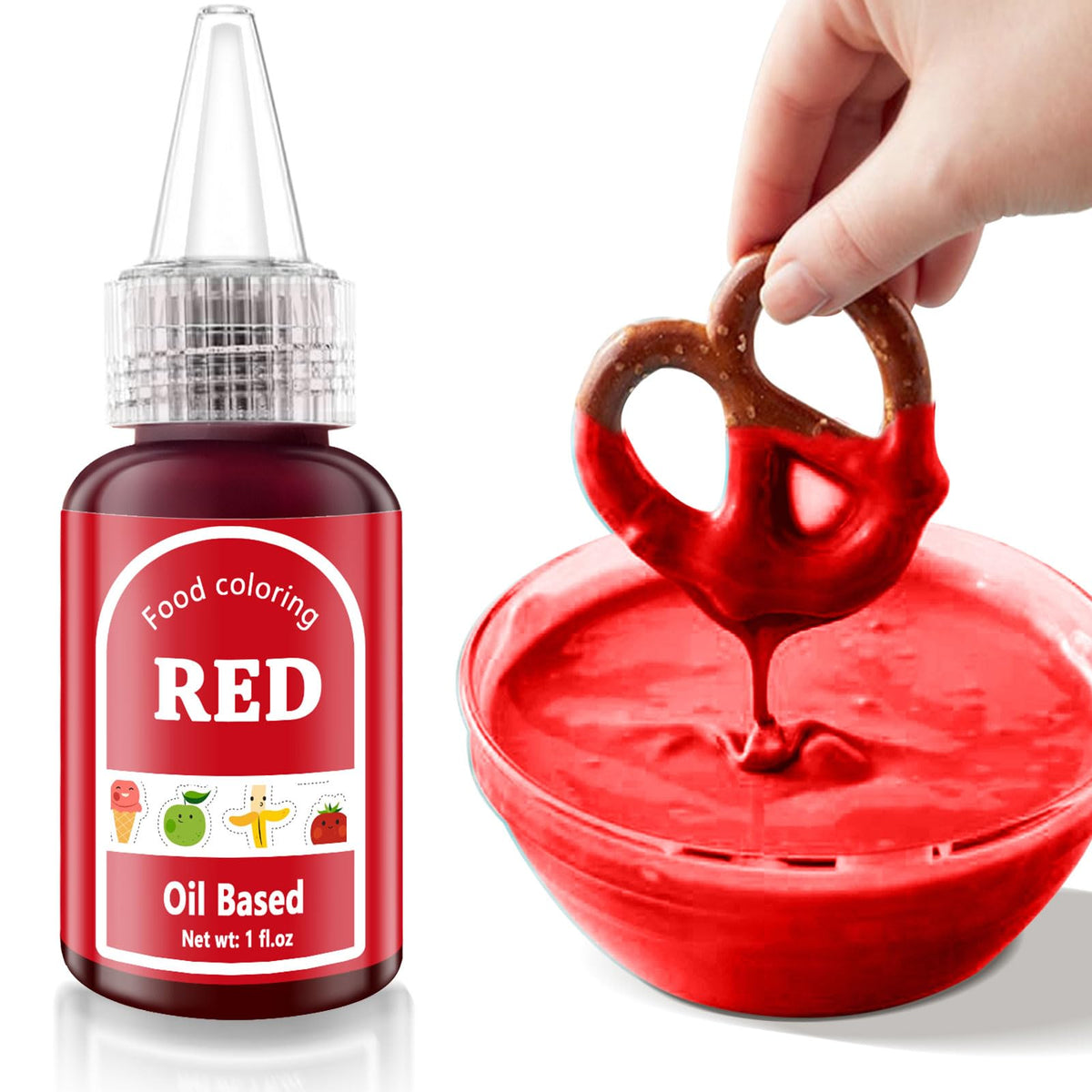 Colaele red oil color for chocolate melts adds a vivid, lasting hue.