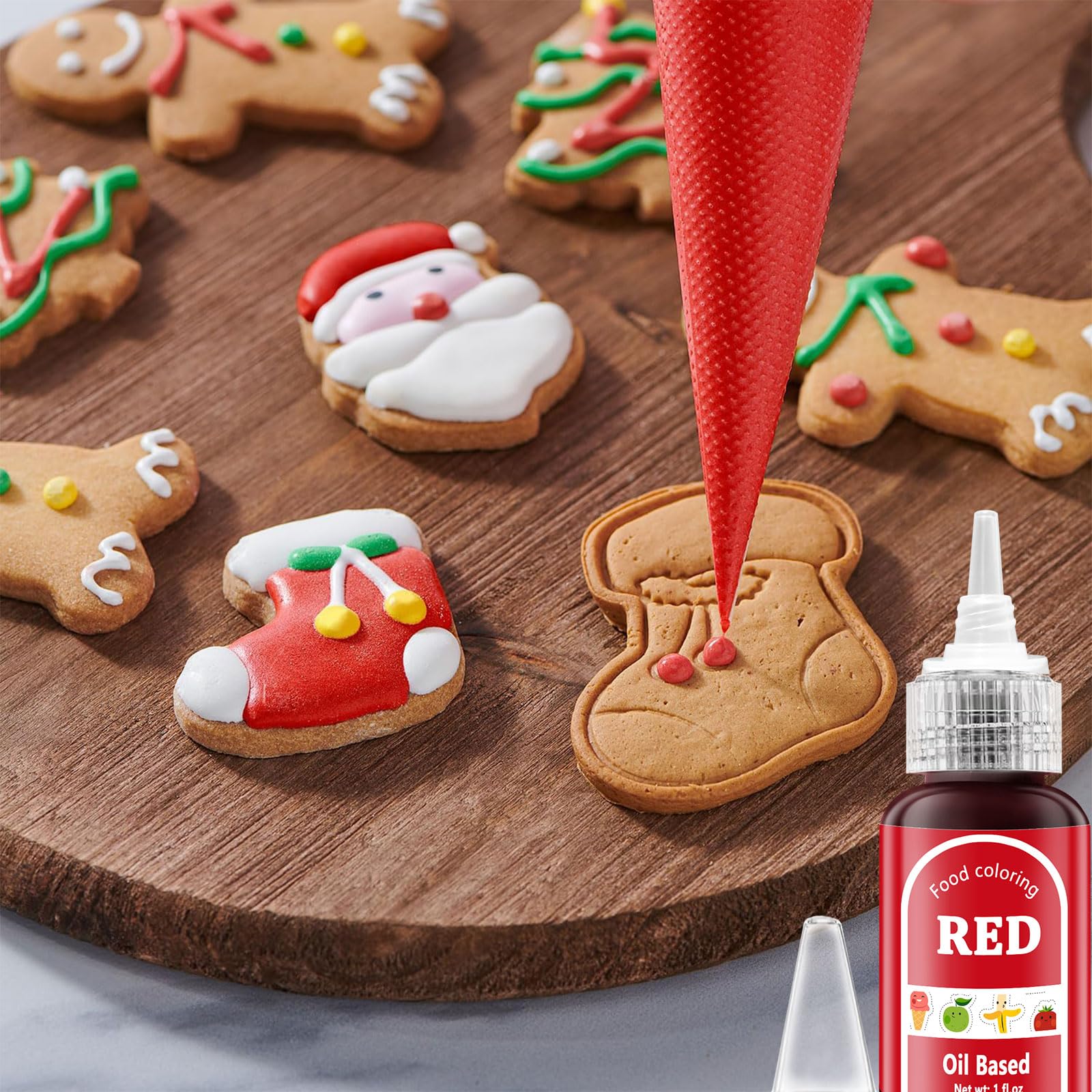 Colaele red oil color for dessert decorating enhances treats with rich shade.