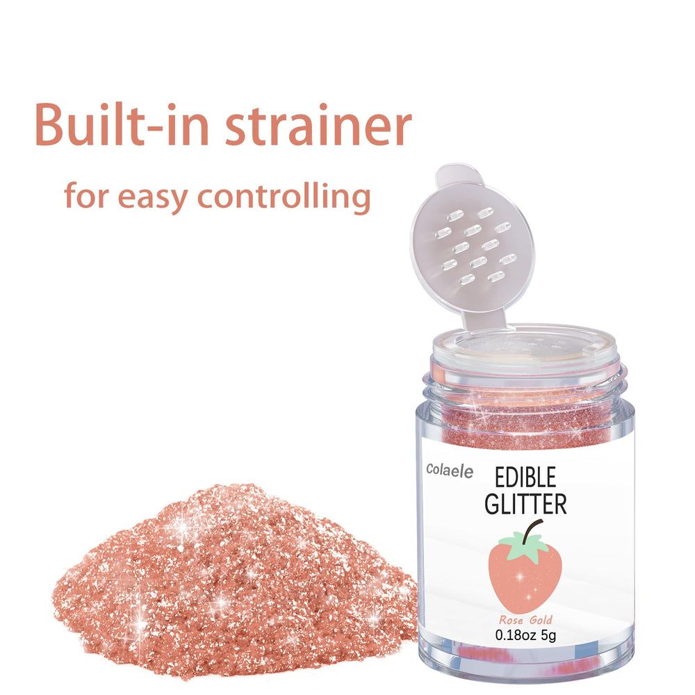 Colaele rose gold edible glitter for desserts enhances cakes and cupcakes