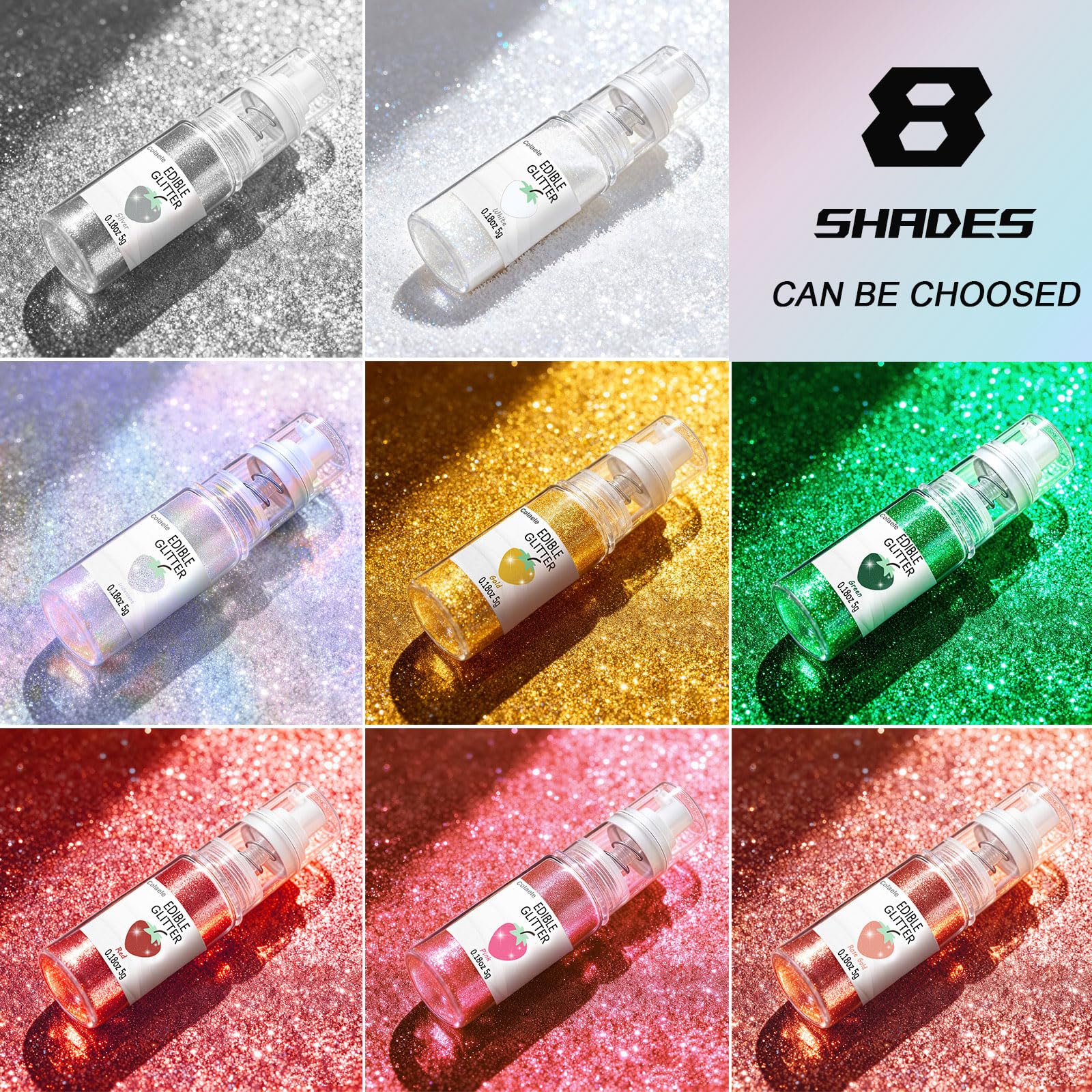 Colaele Silver Edible Glitter Spray quick-drying finish on fondant.