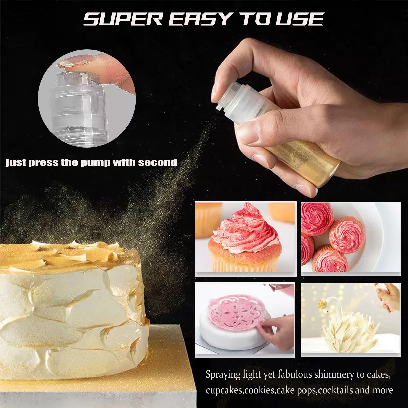 Colaele Silver Edible Glitter Spray adds a fine shimmer to cookies and pastries.