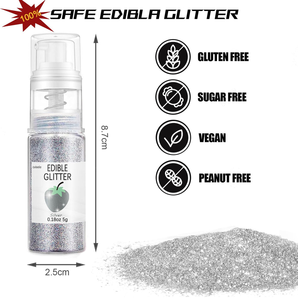 Colaele Silver Edible Glitter Spray enhances cocktails with a subtle spray-on sparkle.