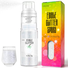 Colaele White Edible Glitter Spray on cake for an even, seamless sparkle.