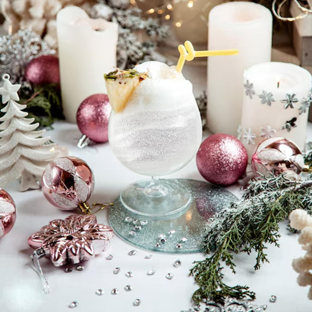 Colaele White Edible Glitter Spray gives chocolates a shimmering finish.