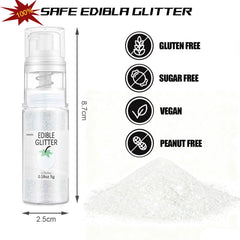Colaele White Edible Glitter Spray used on drinks for festive shimmer.
