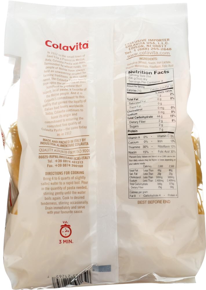 Colavita Angel Hair Pasta Nest uncooked close-up showing delicate strands