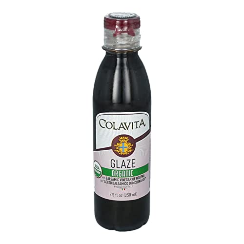 Colavita balsamic glaze pouring for a precise drizzle on a salad