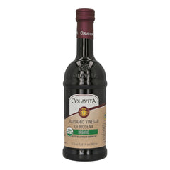 Colavita Organic Balsamic Vinegar bottle pour enhances salads and glazes.