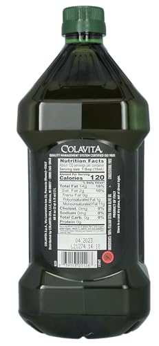 Colavita EVOO bottle pouring for easy finishing on dishes