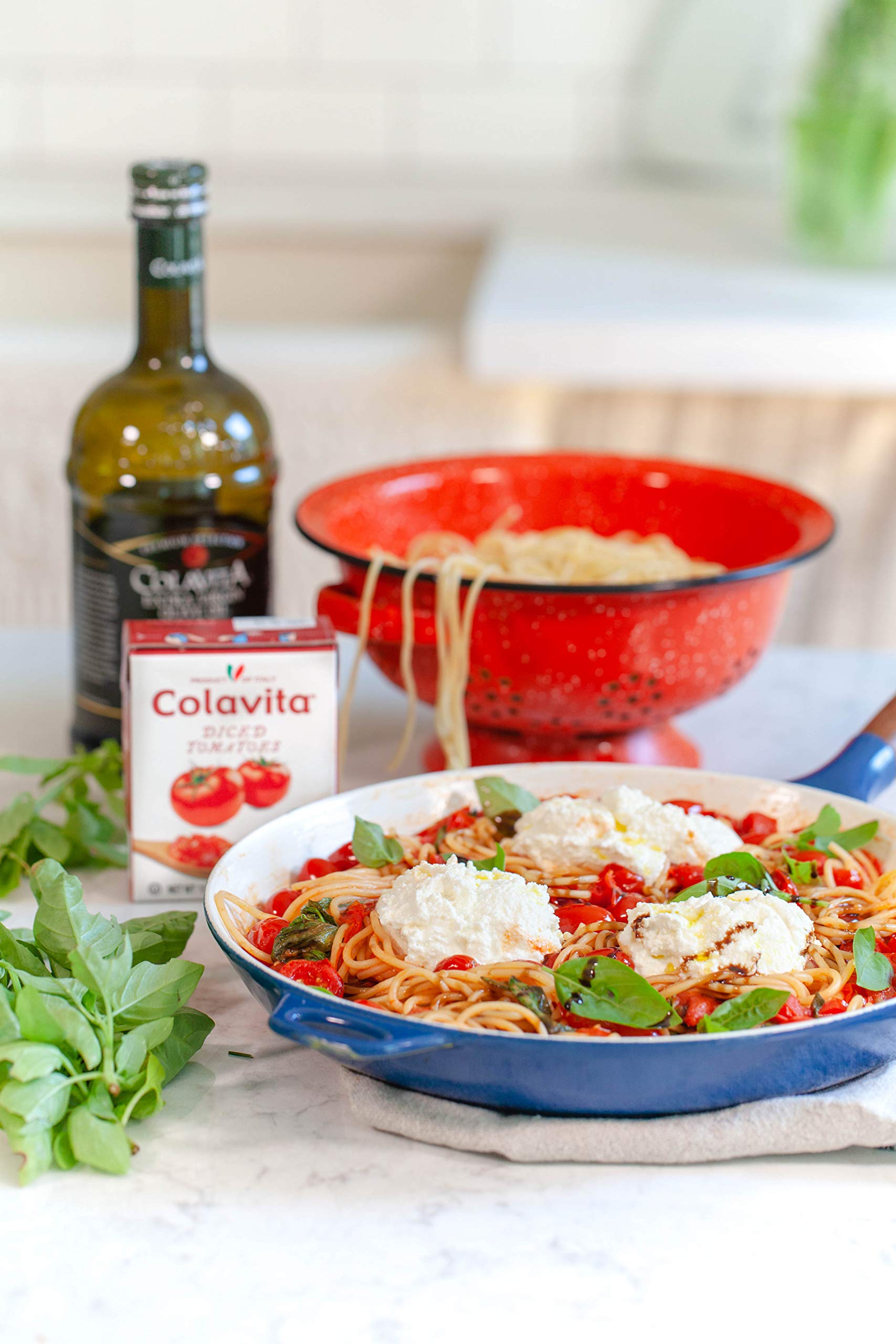 Colavita tomato chunks texture; ready-to-use base for sauces.