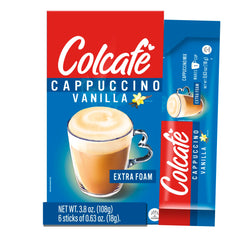 COLCAFE cappuccino foam closeup shows rich foam and creaminess.