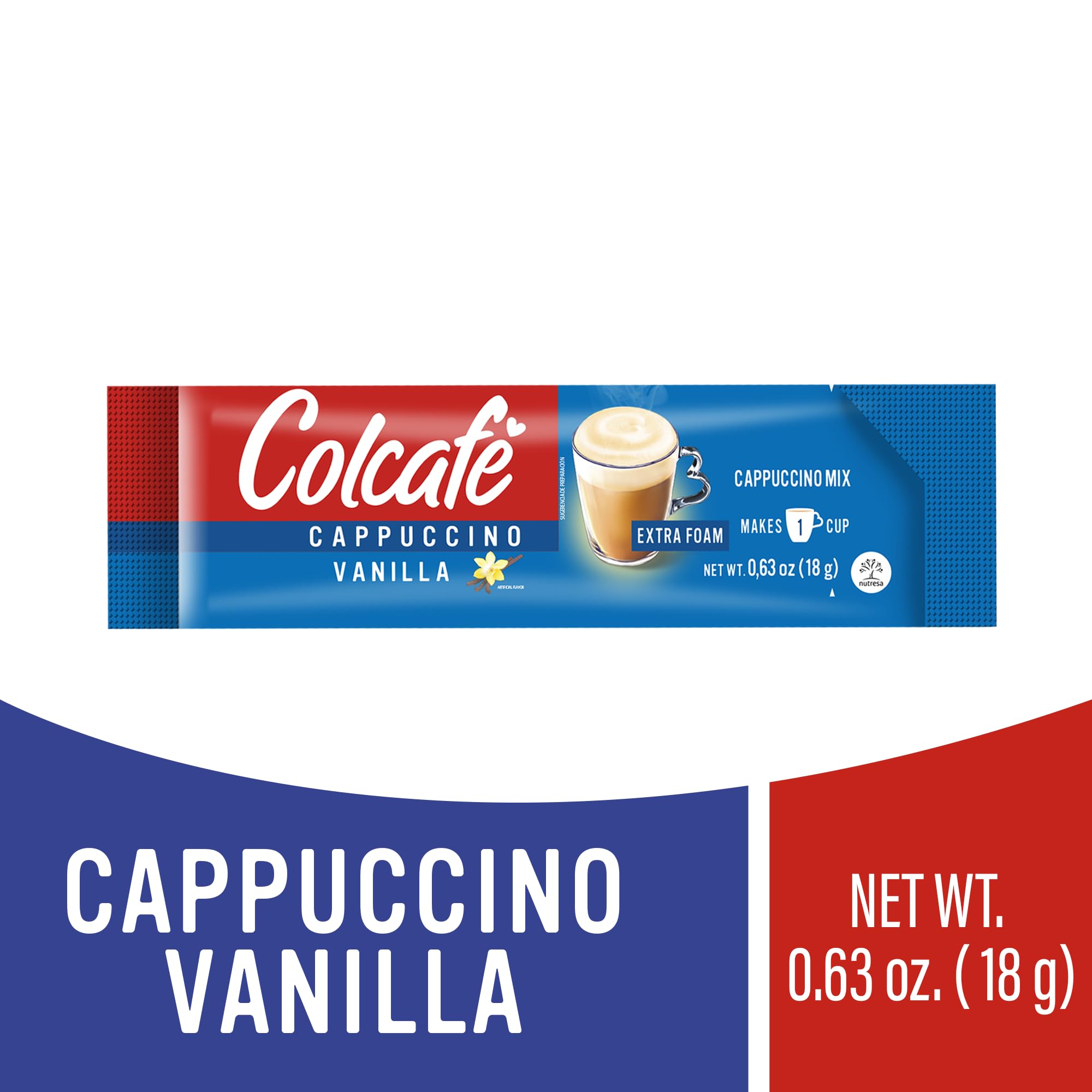 COLCAFE instant mix closeup highlights versatile serving options.