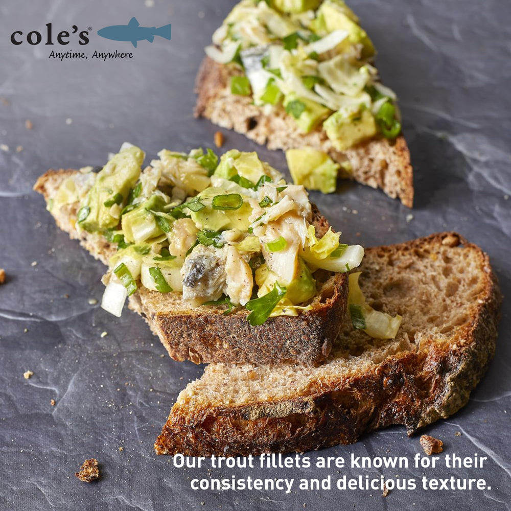 Cole's trout provides protein and vitamin D per serving.