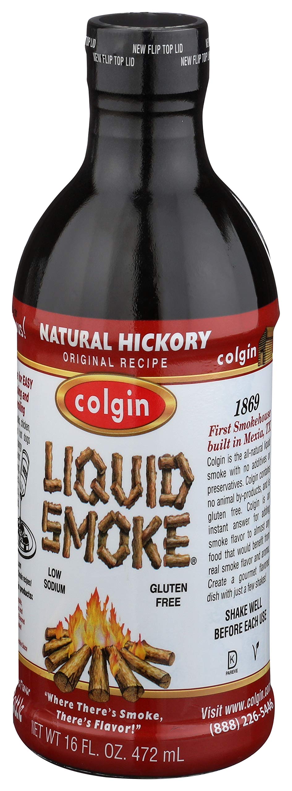 Colgin Liquid Smoke bottle closeup label highlights bold aroma for quick flavor boosts.