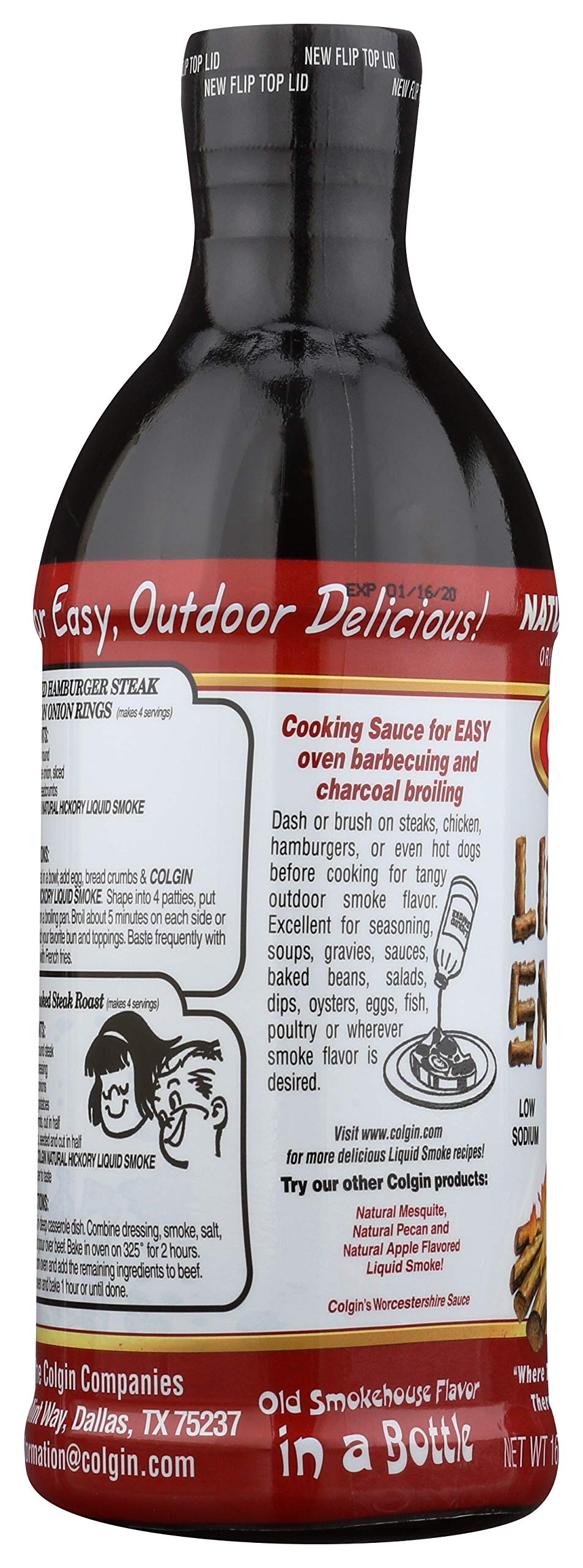 Colgin Liquid Smoke dash on steak demonstrates convenient tangy smoke in seconds.