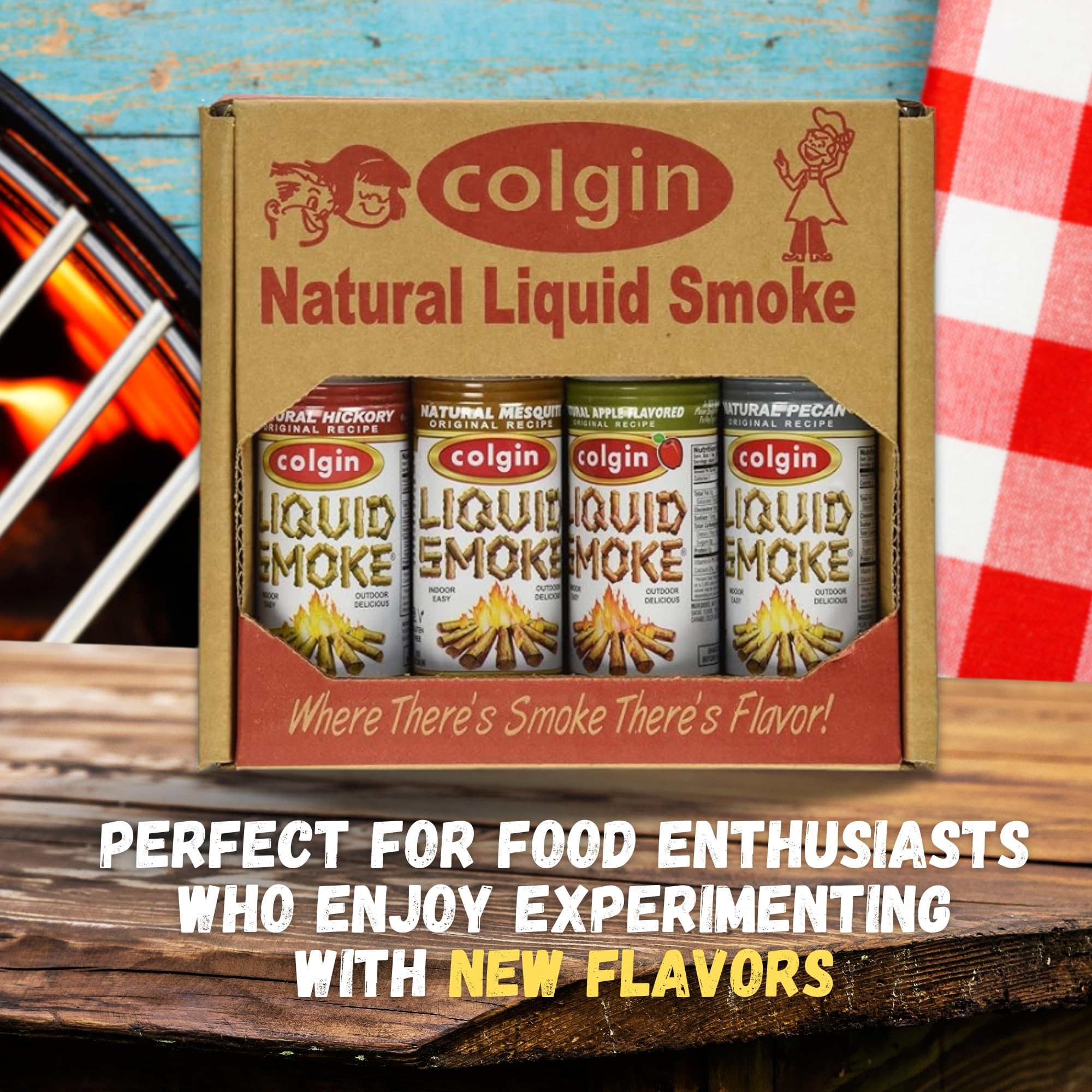 Colgin four-pack gift box showcases organic smoke flavors for cooking.