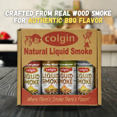 Colgin Mesquite liquid smoke bottle pour delivers bold, earthy flavor.