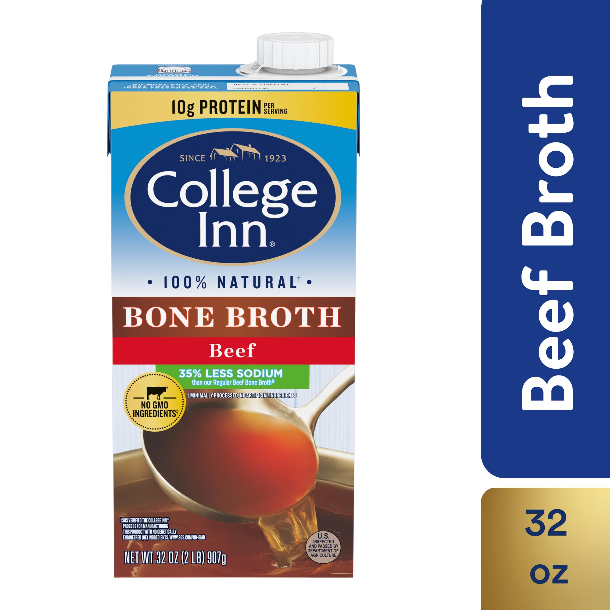 College Inn broth carton cap showing easy reseal for portions
