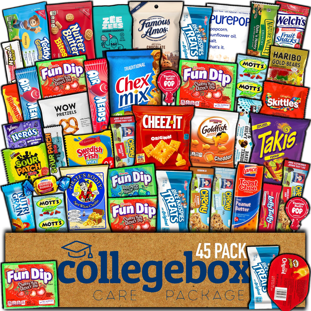 CollegeBox snack box 45-count Easter assortment, ideal for student care packages.