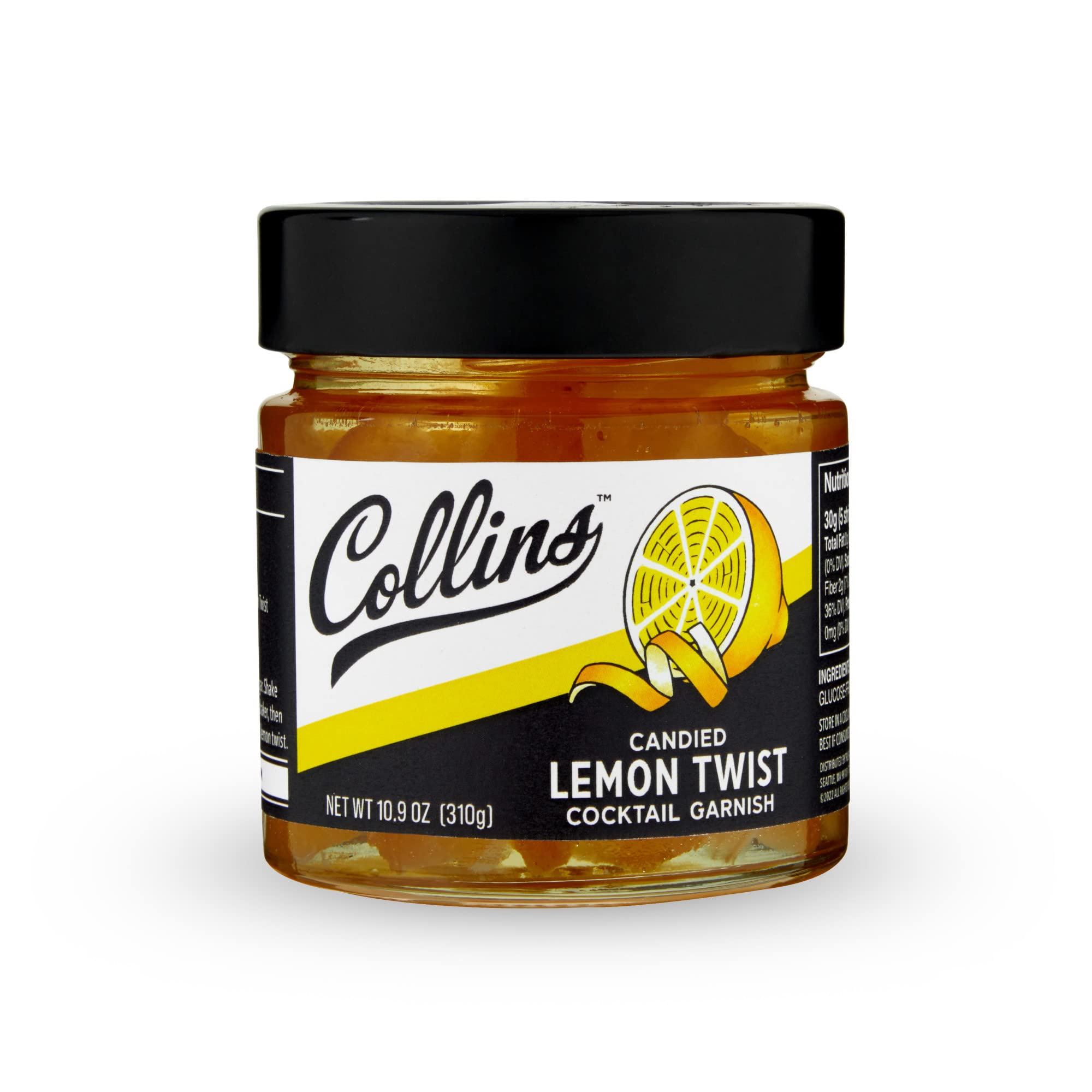Collins Candied Lemon Twist packaging label signals premium Italian craftsmanship.
