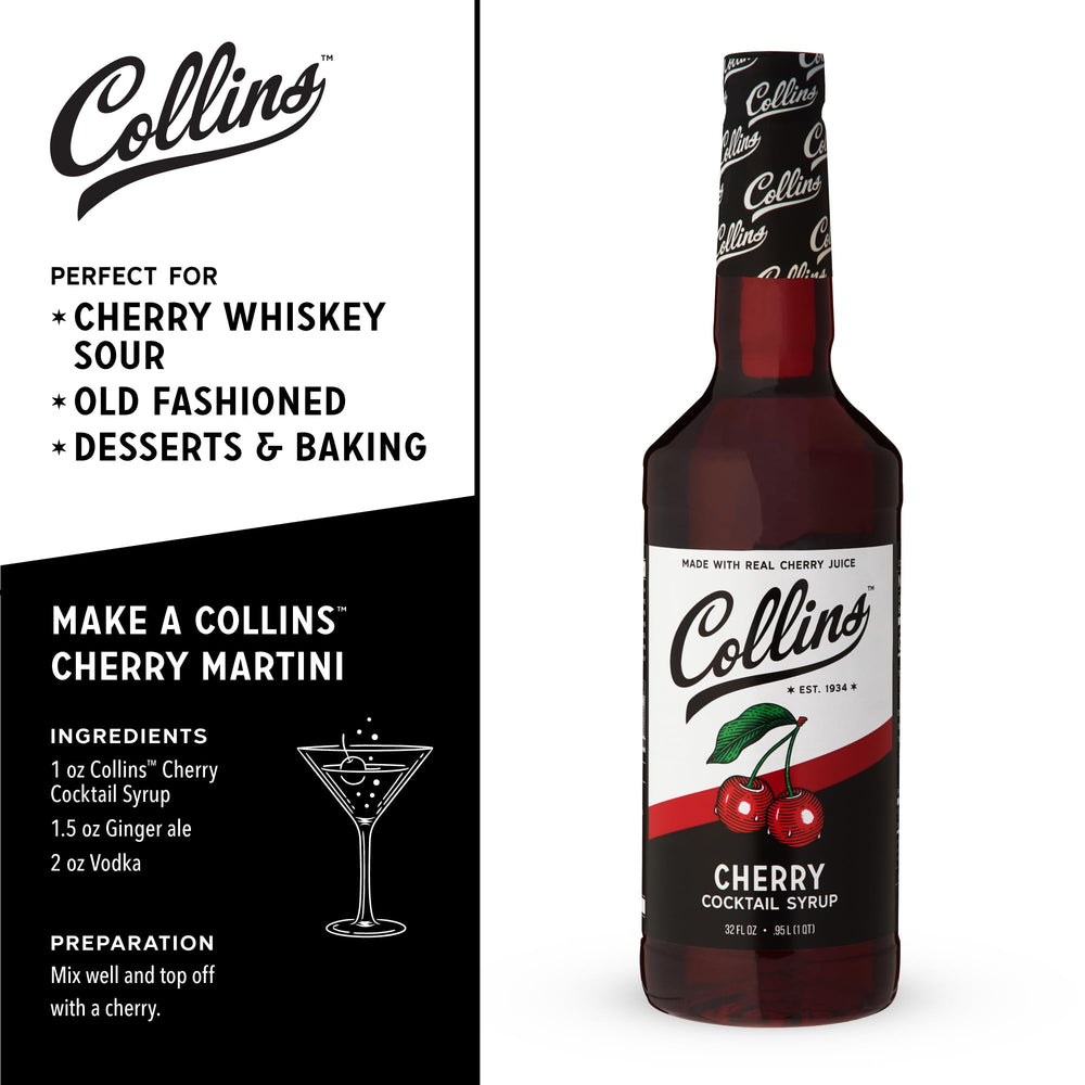 Collins Cherry Syrup added to a Manhattan for cherry depth