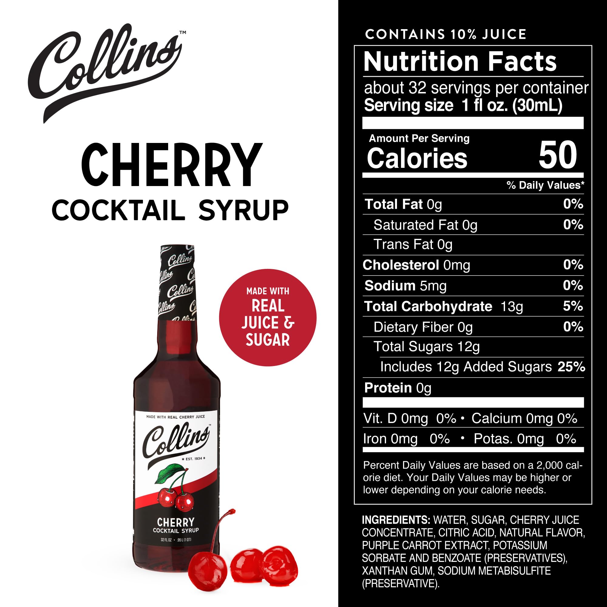Collins Cherry Syrup in an Old Fashioned glass for flavor lift